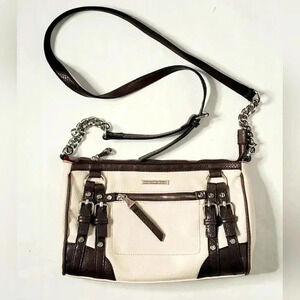 Dana Buchman 100% Pebbled Leather  Crossbody Steel Hardware Full Zip